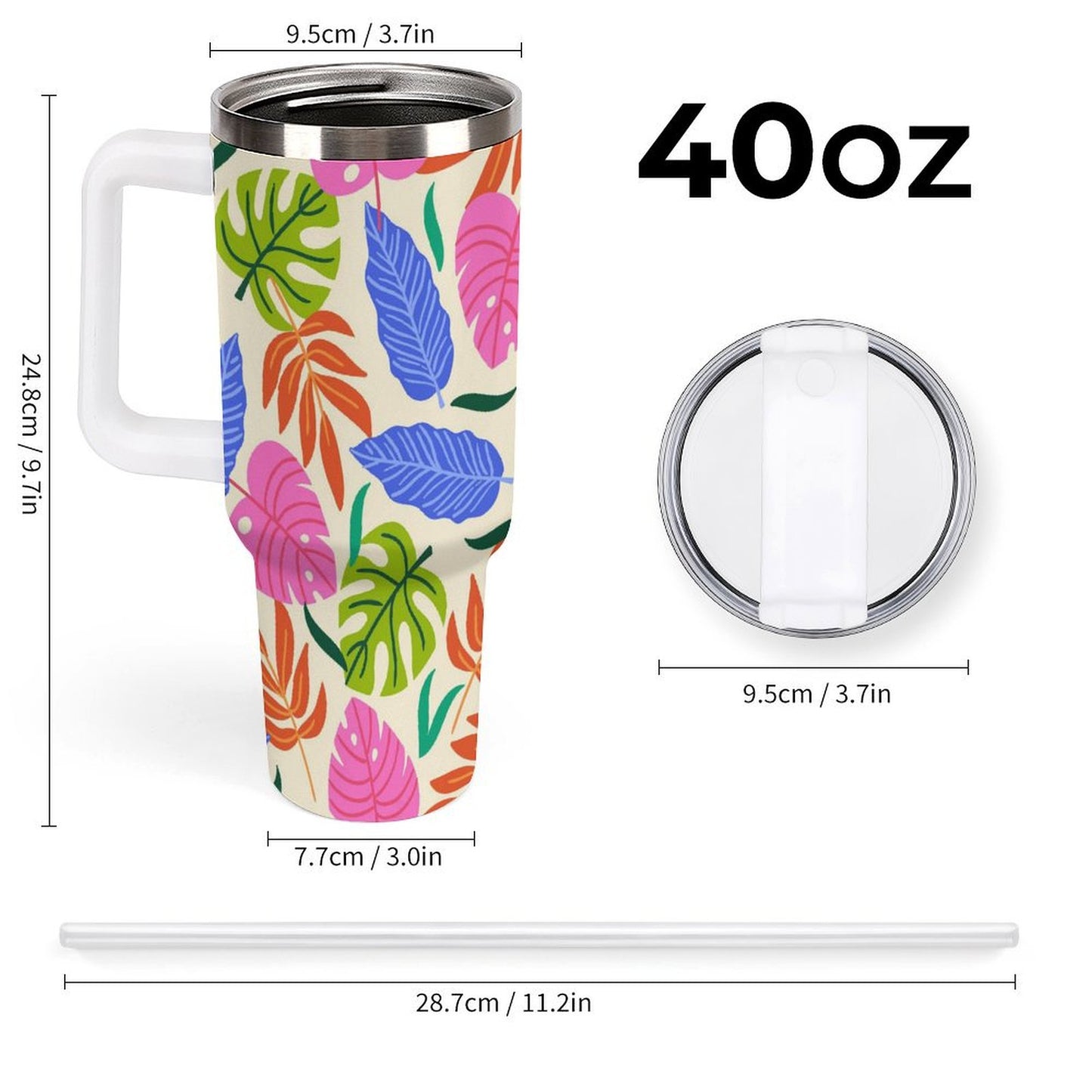 PHDT00467 POD US Local Tumbler 40 oz Large Capacity Car Cup Tropical, Vibrant