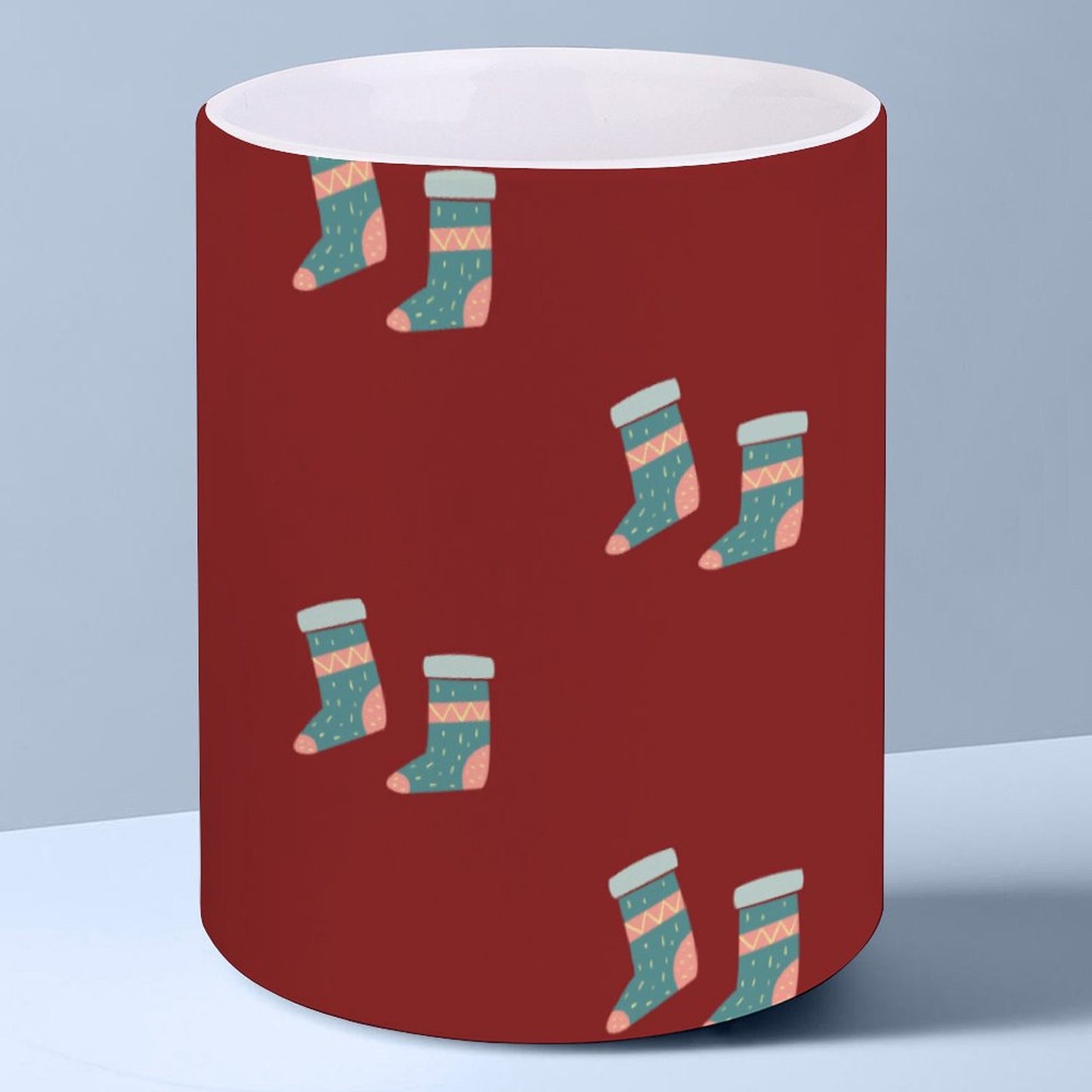 POD US Local White mug with full print, Christmas Stockings, Red 0081