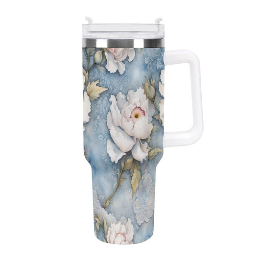 PHDT00141 POD US Local Tumbler 40 oz Large Capacity Car Cup Peony, White Blue