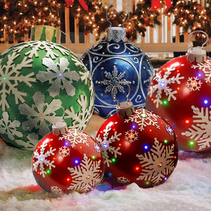 US Local Christmas Ornament Ball Outdoor Pvc 60CM Inflatable Decorated Ball PVC Giant Big Large Balls Xmas Tree Decorations Toy Ball