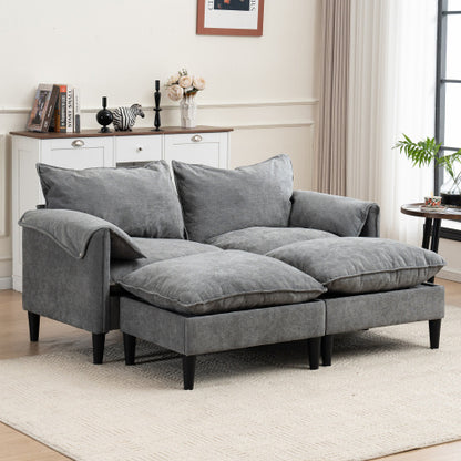 US Local Convertible Combination Sofa Sofa UShaped Sofa With Footstools With Storage Gray Sofa For Living Room, Living Room Bedroom Office Small Space 2 Seater Combination Sofa