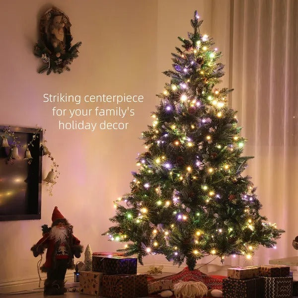 CA Local 6 ft Prelit Artificial Christmas Tree With Dual Colour LED Light, Hinged Xmas Tree For Home Office Holiday