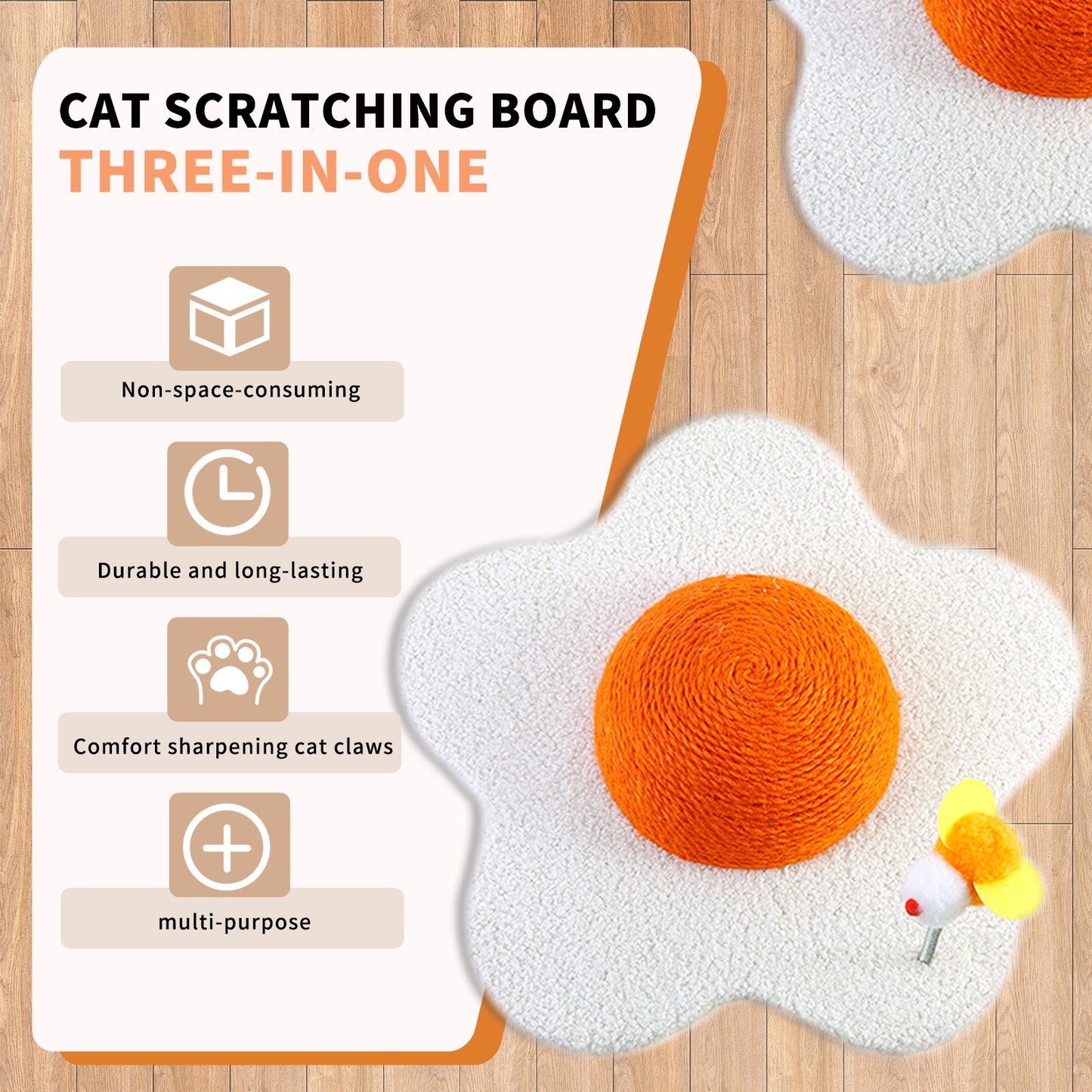 US Local Three-in-one Cat Scratcher, Space-saving Design, Durable Material, Comfortable Claw Grinding Experience, Multi-functional Integration To Meet The Daily Needs Of Cats