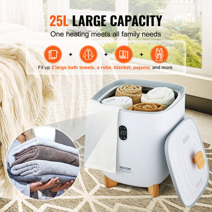 US Local VEVOR Towel Warmer 25L, Towel Warmer Bucket With 2 Heating Modes,  Auto Shut Off, Bottom Heating Columns, LED Screen, Large Towel Warmer For Bathroom, Spa, Bathrobe, Blanket & Pajama