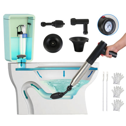 US Local 1Pc Electric Toilet Plunger High Pressure Air Plunger Air Drain Blaster Drain Clog Remover With Real Time Pressure Display For Toilets Bathroom Floor Drain Kitchen Sinks Plumbing Clogs