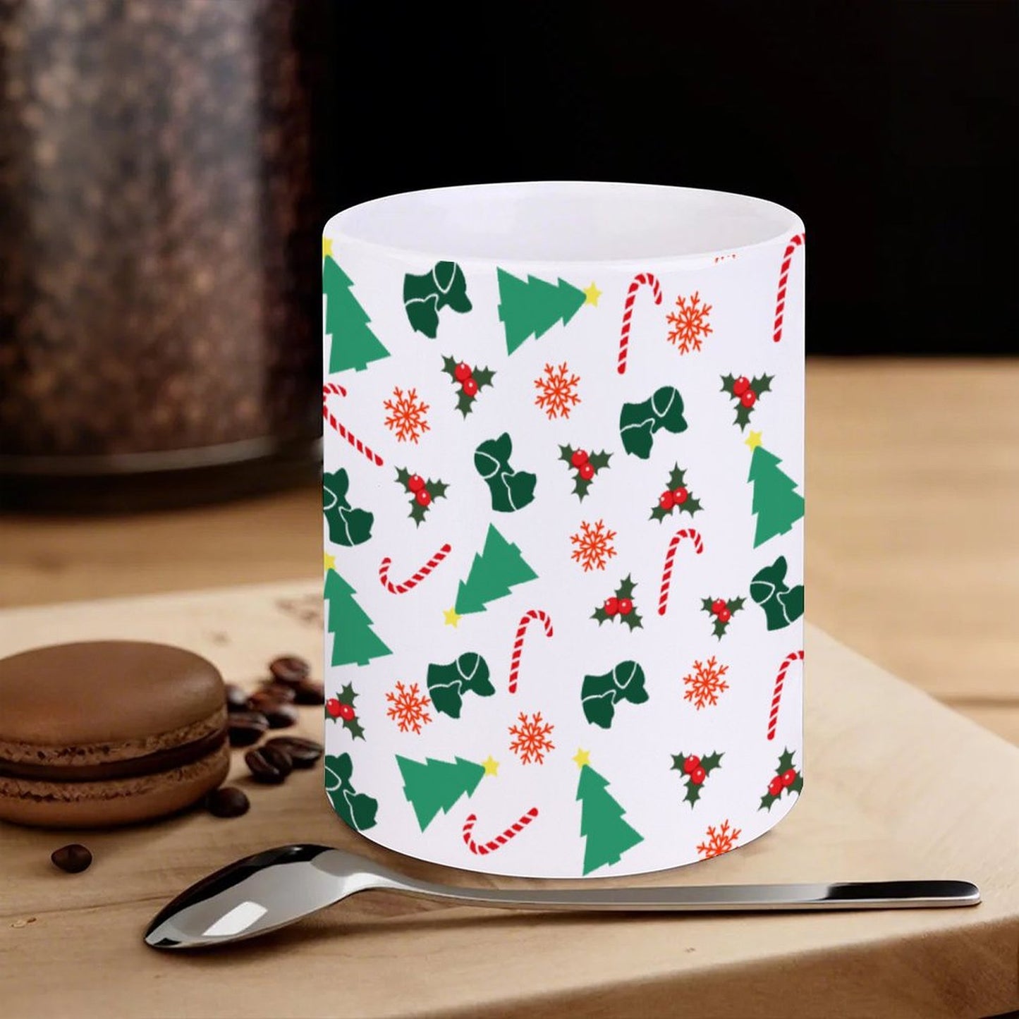 POD US Local White mug with full print, Christmas Tree Dog Cat Candy Snowflake 0027