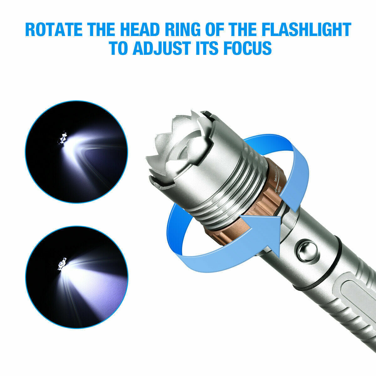 UK Local LED Tactical Flashlight Rechargeable LED Work Light Super Bright Torch Emergency Light Escape Hammer