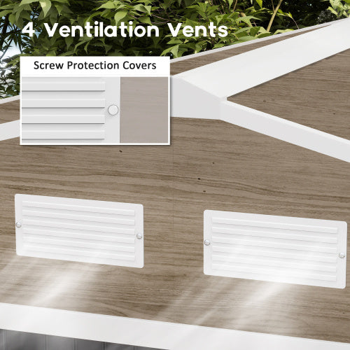 UK Local Outsunny 9 X 6ft Steel Garden Shed, Outdoor Storage Tool House With Vents, Foundation And Lockable Double Doors, Brown