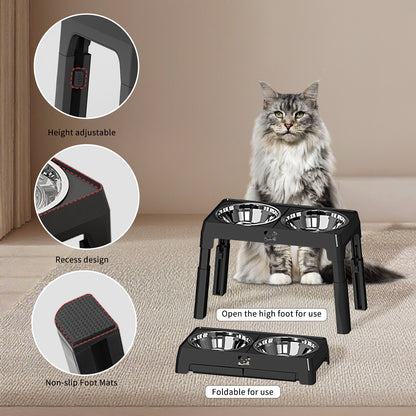 US Local Height Adjustable Stainless Steel Buttons For Dogs - Anti-Slip Feeding Station For Small And Medium Dogs - Ergonomically Designed For Healthy Eating - Easily Cleanable Dog Drinking And Feeding Space