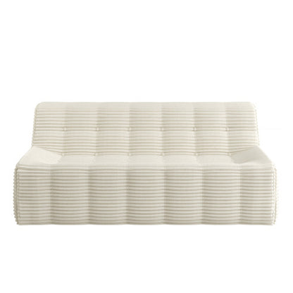 US Local Sofa, Full Sponge Compression Corduroy 3 Seat Sofa, Modern Minimalist Style Corduroy Sofa, Comfortable Compression Sofa, Space Efficient Design   Beige