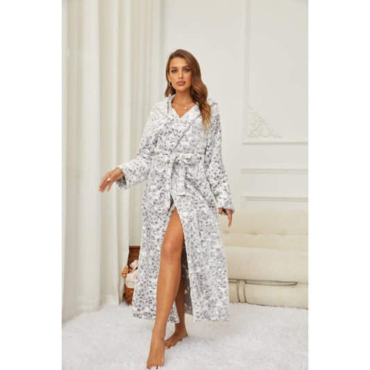 US Local RONGTAI Ladies Long Fleece Bathrobe