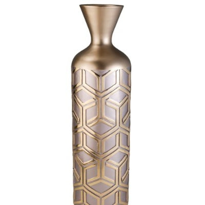 22 Tall Polyresin Decorative Vase, Weave Rose Gold Design