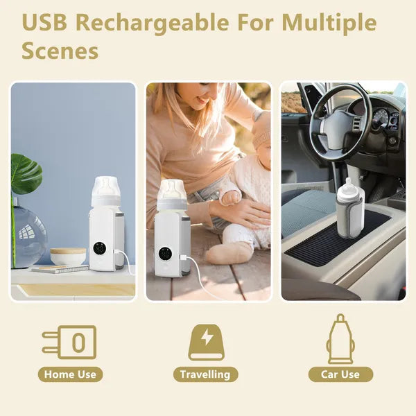 US Local Portable Bottle Warmer On The Go Baby Milk Warmer Milk Formula Warmer For Travel With 6 Heating Levels USB Rechargeable Keep Milk Warm For 5 Hours