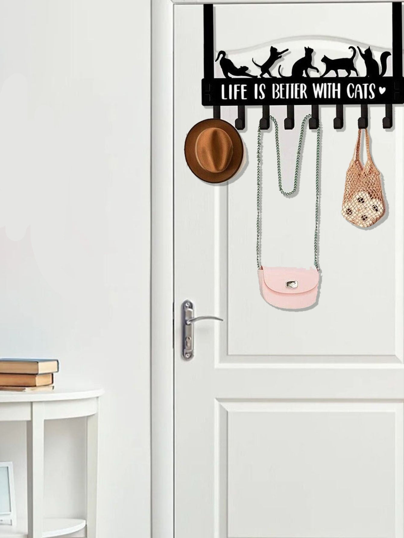 US Local Over-The-Door Cat Organizer,8 Multi-Purpose Hooks For Wall Or Door, Home Storage