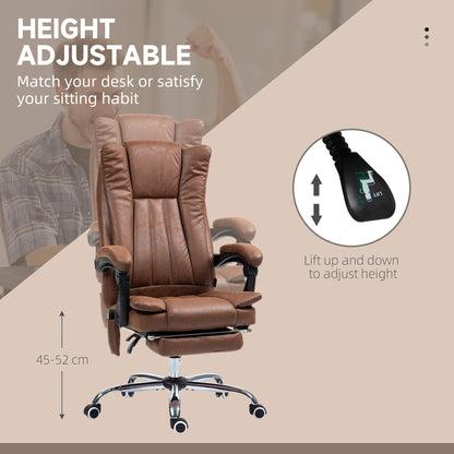 US Local Massage Office Chair With 6 Points And Heat, Reclining Computer Chair With Adjustable Height And Footrest, Brown