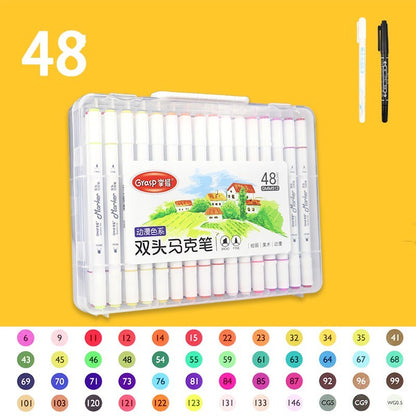 US Local Master Double-headed Marker Art Brush Painting Set Oily 48-color Animation Hand-painting