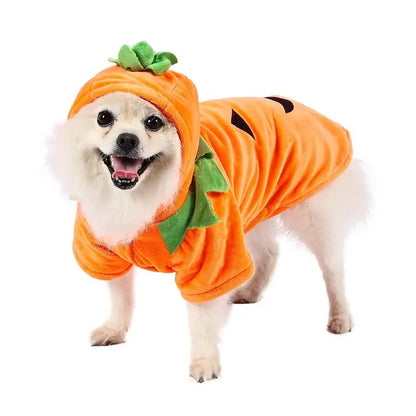 US Local Dog Hoodie Cute Funny Halloween Style Pumpkin Cosplay Costume Warm Puppy Fleece Clothes