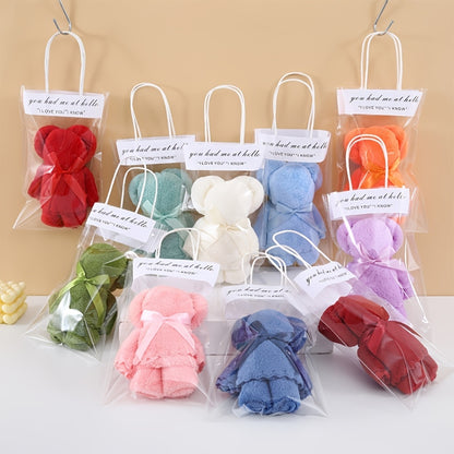US Local 20 Piece Cute Bear Towel Gift Set - Perfect For Valentine's Day, Weddings, Birthdays, Cute Towels, Holiday Designs, Plush Material, Soft Fabric, Bathroom Accessories, Event Organizers, Holiday Shopper