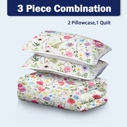 US Local Red Floral Quilt 3 Pieces Microfiber Quilt Sets Lightweight Bedspreads Botanical Coverlets Quilt Bedding Set All Season Quilts Twin Full Queen King Size