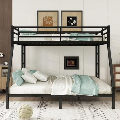 US Local Metal Queen Over King Bunk Bed For Teens And Adults,Space-Saving Noise Reduced No Box Spring Needed, Black