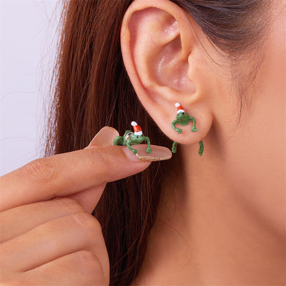 Christmas Stud Earrings Cartoon Creative Frog