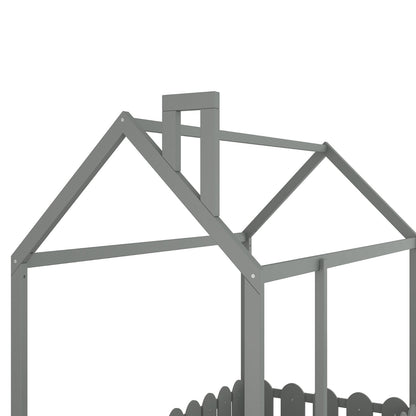 US Local Twin Size Wood House Bed Frame With Fence For Kids, Teens - No Slats