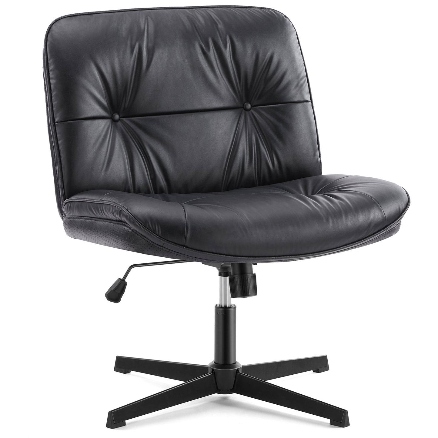 US Local Criss Cross Legged Chair, Armless Office Desk Wide Seat No Wheels, Swivel Height Adjustable Comfy