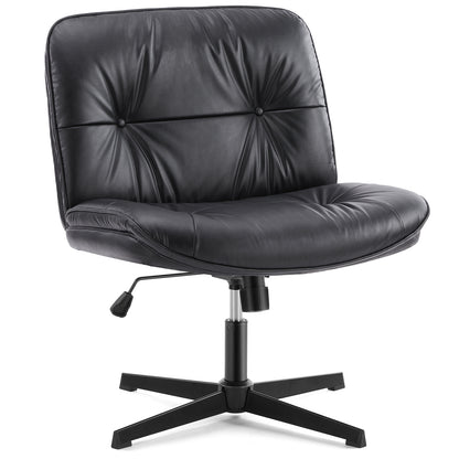US Local Criss Cross Legged Chair, Armless Office Desk Wide Seat No Wheels, Swivel Height Adjustable Comfy
