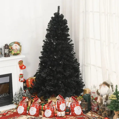 US Local 7 Ft Artificial Christmas Tree Unlit Douglas Fir With Realistic Branches And 1346 Tips, Black Halloween Style