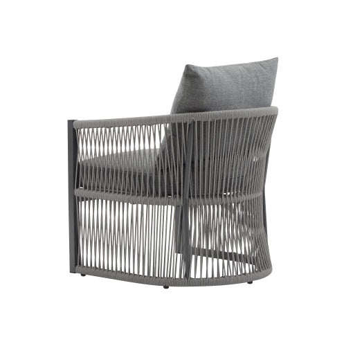 US Local Set Of 2 Modern Gray Curved Aluminum Lounge Chair With Stylish Rope-Weave Design And Cushioned Comfort, Perfect For Outdoor Living
