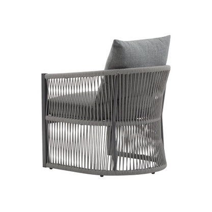 US Local Set Of 2 Modern Gray Curved Aluminum Lounge Chair With Stylish Rope-Weave Design And Cushioned Comfort, Perfect For Outdoor Living