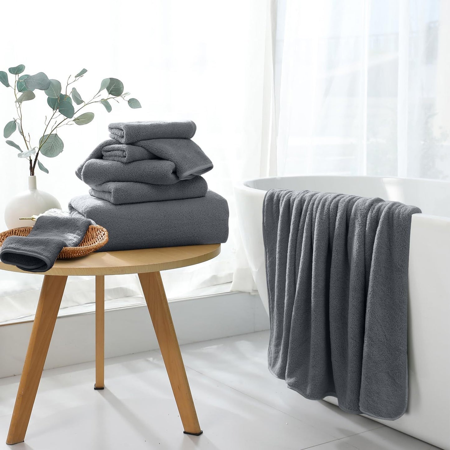 UK Local Coral Fleece Bath Towels Pack Of 3 Gray