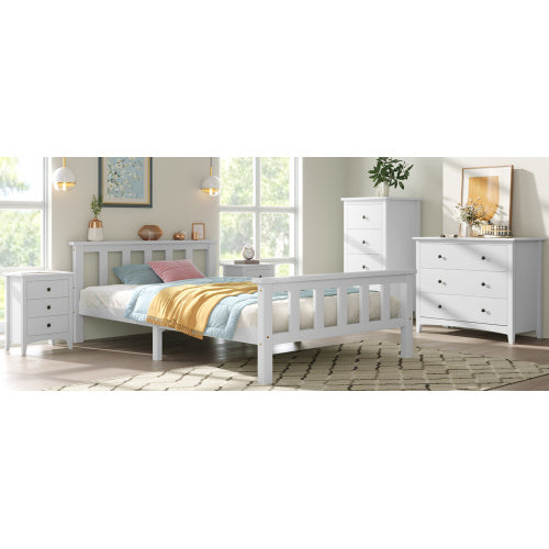 UK Local Single Bed White 3ft Solid Pine Wooden Bed Frame For Adults, Kids 190 X 90 Cm 3FT
