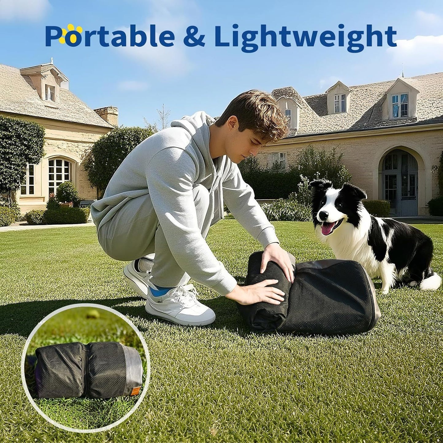 US Local Medium Dog Outdoor Removable And Washable Inflatable Waterproof And Non-slip Dog Bed Summer Pet Travel Mat