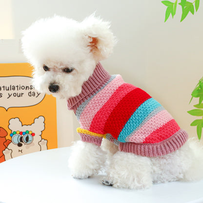 US Local Pet Ring Comfortable Color Stripes Colorful Sweater