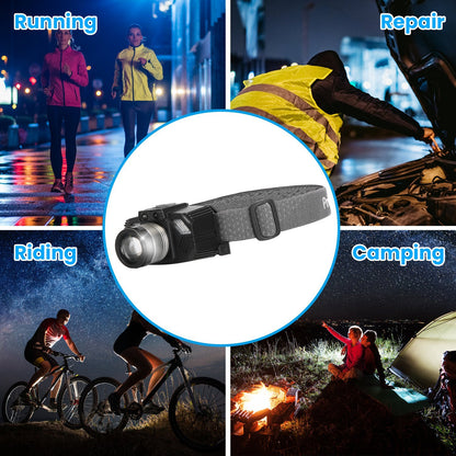 US Local 1Pc Motion Sensor LED Headlamp Zoomable Headlamp Flashlight Waterproof Outdoor Emergency Headlight With 3 Lighting Modes
