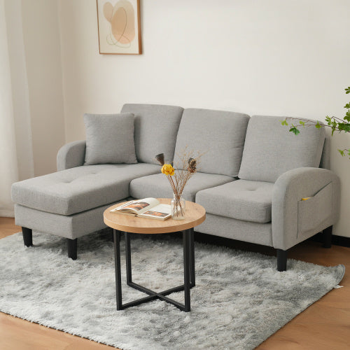 UK Local L-L-shaped Corner Sofa With Chaise Lounge  3Seater Sofa, 166 X 118 X 77 Cm, Breathable Cotton Linen Fabric, Plastic Legs, Modular Design, Ideal For Living Rooms, Apartments, And Offices
