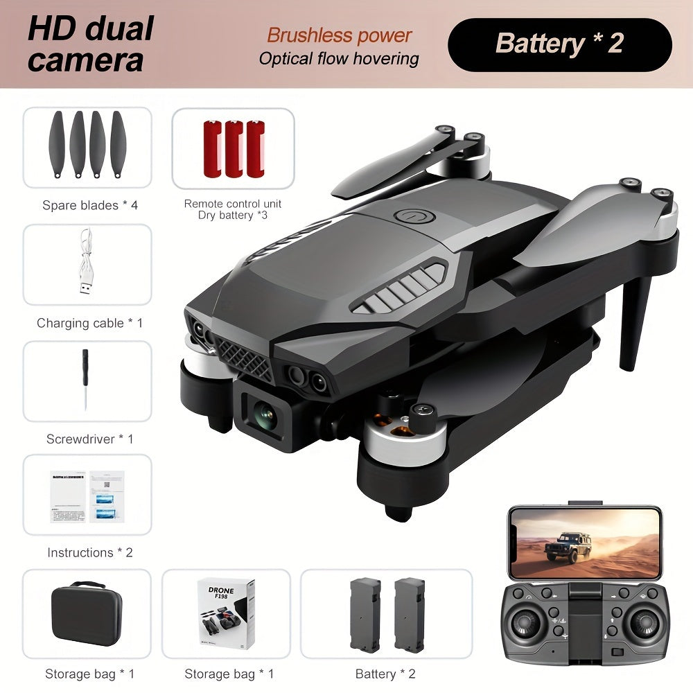 US Local F198 Drone Professional Dual Camera 1080P WIFI FPV HD Aerial Photography Brushless Foldable Drone