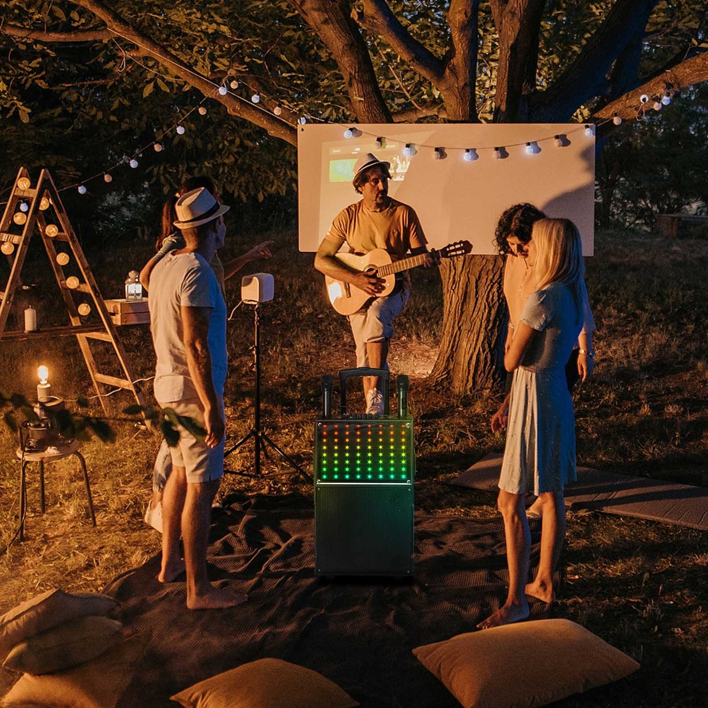 US Local 12in 60W LED Spectrum Light Bluetooth Remote Control Rod Speaker