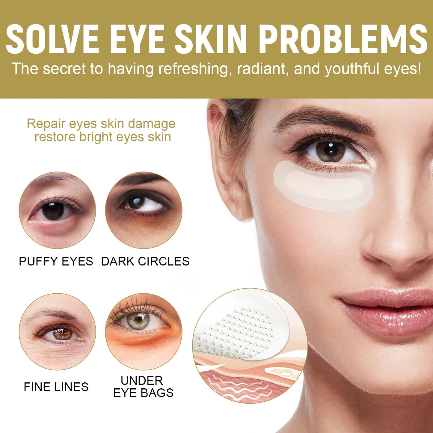 US Local EELHOE Eye Patch Tightens Eye Lines, Moisturizes The Skin Around The Eyes, Dark Circles, Eye Bags, Elasticity, Repair, And Eye Mask
