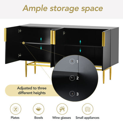 US Local Modern And Elegant 4-door Sideboard Buffet Cabinet With Gold Metal Handle