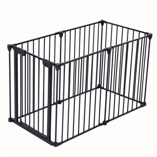 US Local 150 Adjustable Safety Gate 6 Panels Play Yard Metal Doorways Fireplace Fence Christmas Tree Fence Gate For House Stairs Gate Prohibited Area Fence