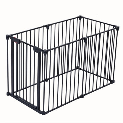 US Local 150 Adjustable Safety Gate 6 Panels Play Yard Metal Doorways Fireplace Fence Christmas Tree Fence Gate For House Stairs Gate Prohibited Area Fence