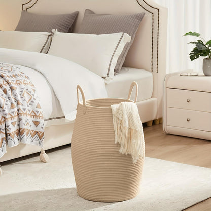 US Local Larry's Large Capacity Tall Model With Extended Handle Foldable Tassel-free Decorative Dirty Clothes Basket For Bedroom And Bathroom Clothing Storage