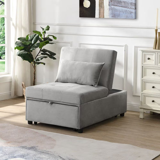 US Local Folding Ottoman Sofa Bed Gray