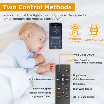 US Local 20.5in Ceiling Fan With Light Round Pendant Fan Lamp 30W LED Ceiling Fan With 3-Fan Speed Remote Control Timer APP Control