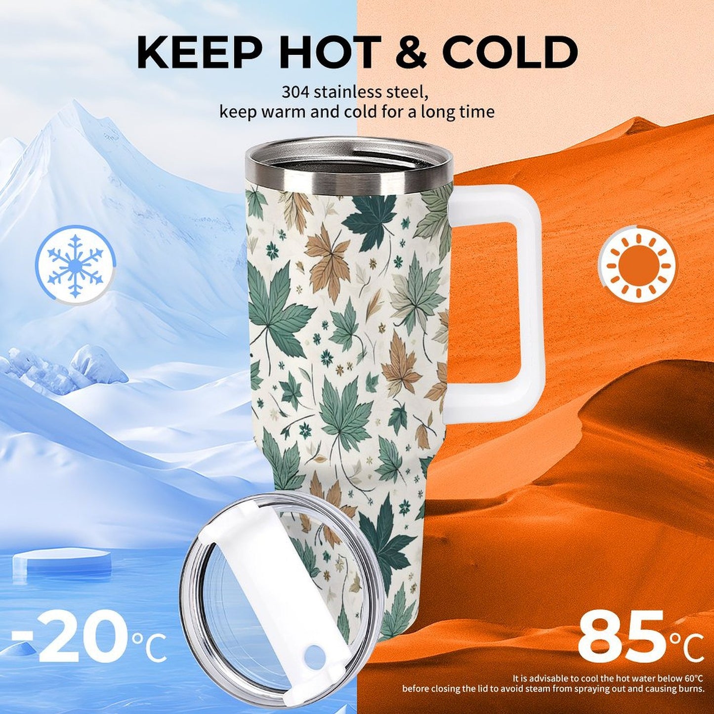 PHDT00410 POD US Local Tumbler 40 oz Large Capacity Car Cup Maple Leaves, Autumn