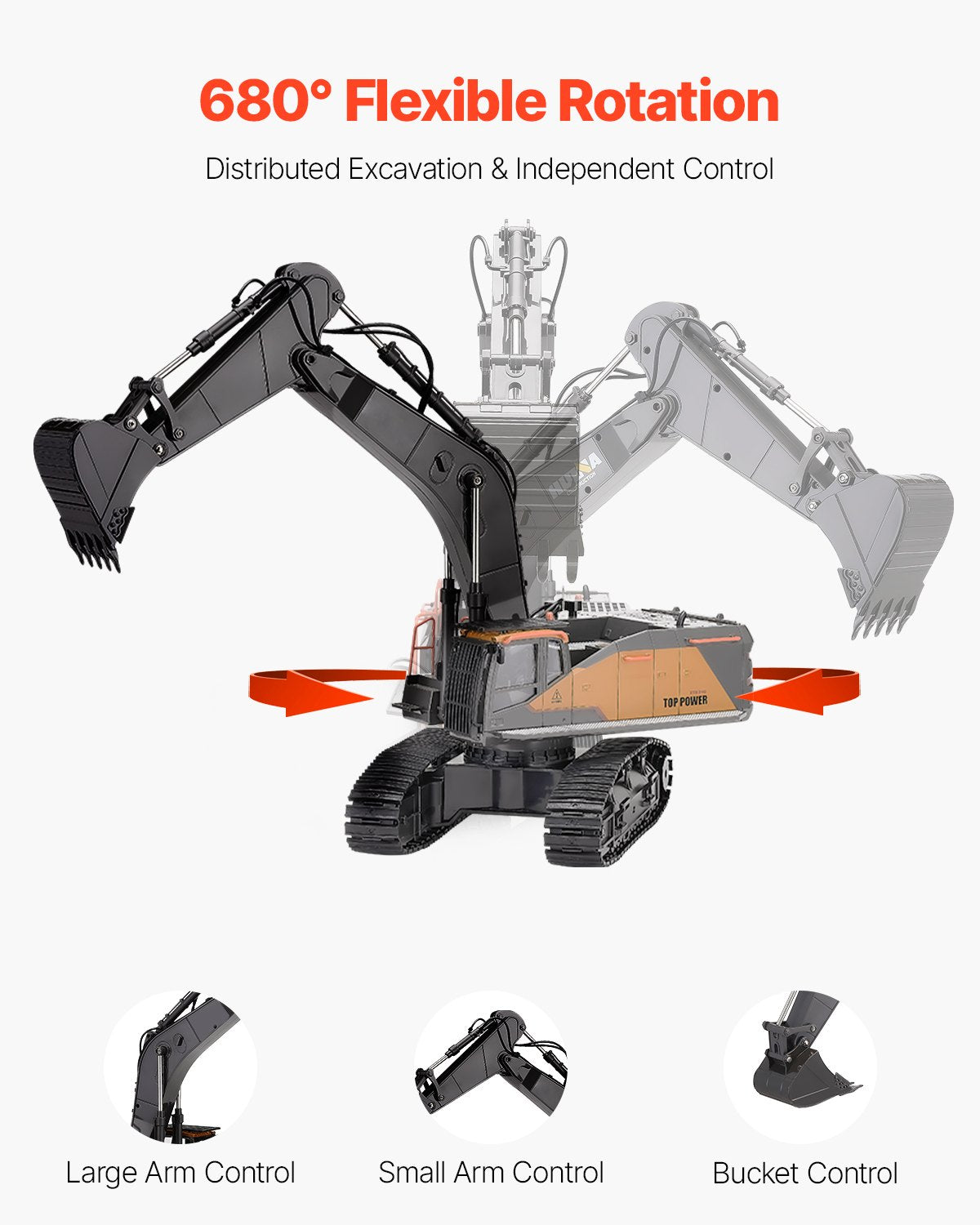 US Local Remote Control Excavator Toy 22 Channel 1:14 Scale RC Excavator Digger For Kids
