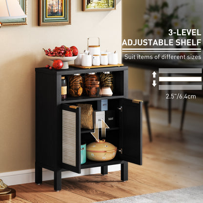 US Local Sideboard Buffet Cabinet With Storage, Modern Accent Cabinet With Adjustable Shelf, Coffee Bar Cabinet, Distressed Black