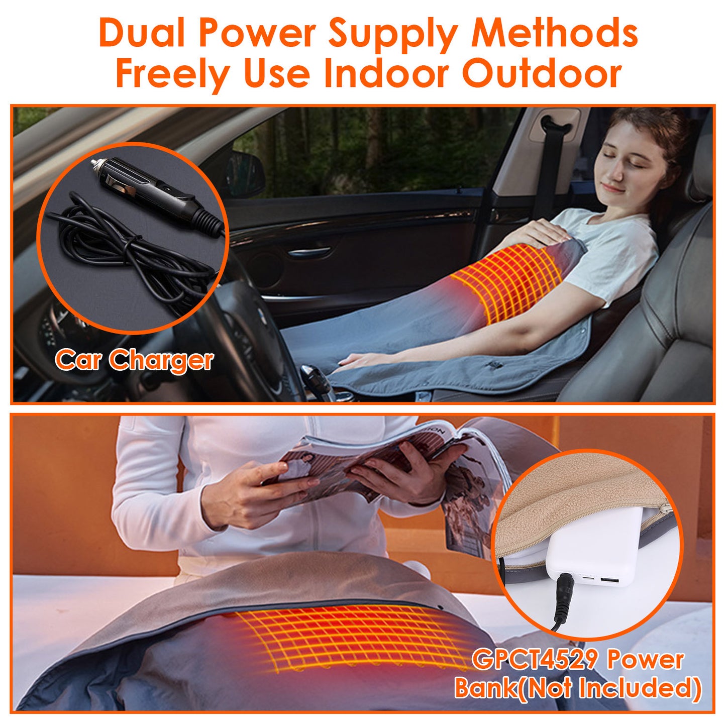 US Local 1Pc 53.5x37.8in Electric Heated Throw Full Body Heated Shawl Indoor Outdoor Heated Blanket With 3 Heating Levels 2Hrs Auto Off Machine Washable Waterproof